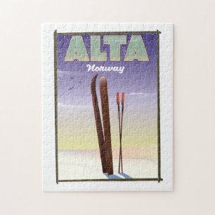 ALTA Norway ski travel poster Jigsaw Puzzle
