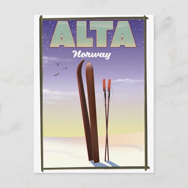 ALTA Norway ski travel poster Postcard (Front)