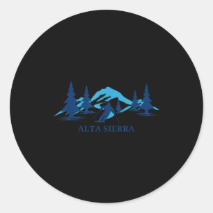 Alta sierra california ski resort skiing skier classic round sticker