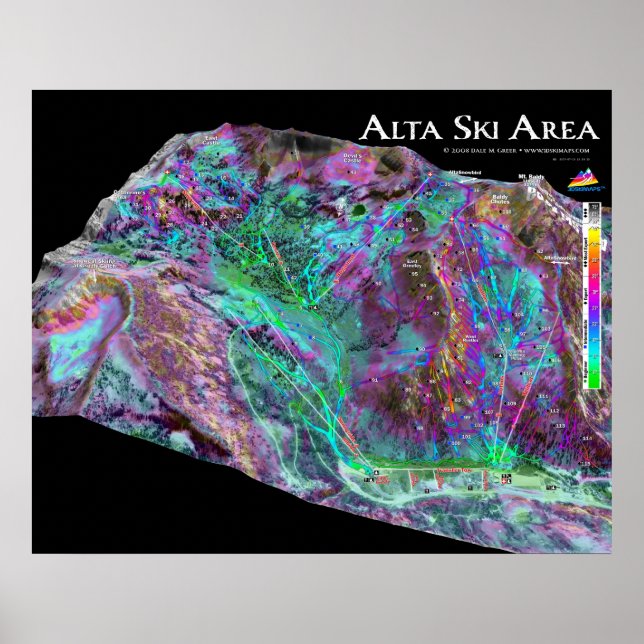 Alta Ski Area 3dSkiMaps Poster (Front)
