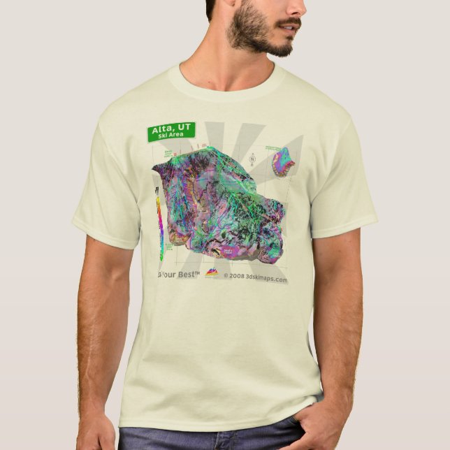 Alta Ski Area 3dSkiMaps T-Shirt (Front)