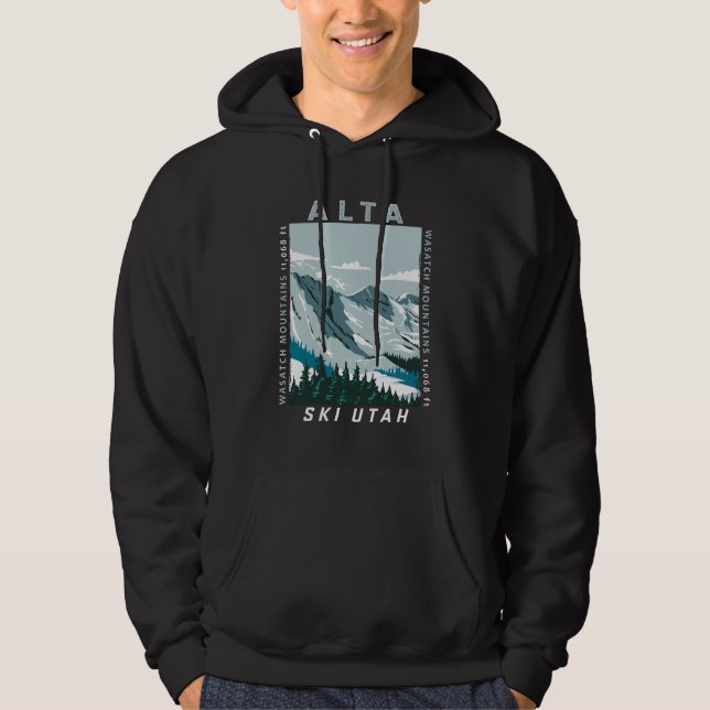 Alta Ski Area Winter Utah Vintage Distressed Hoodie (Front)