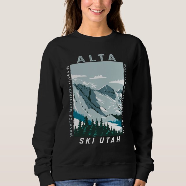 Alta Ski Area Winter Utah Vintage Distressed Sweatshirt (Front)