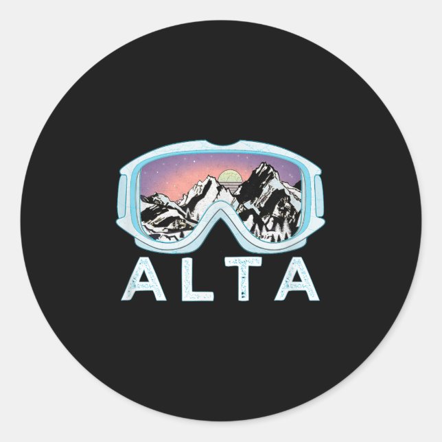 Alta Ski Design _ Alta, Ut Skiing Snow Gift  Classic Round Sticker (Front)