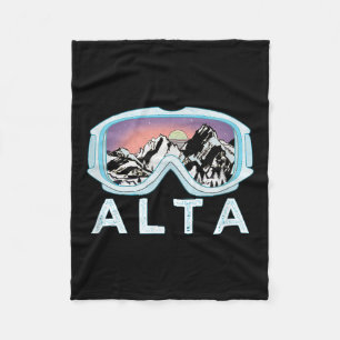 Alta Ski Design _ Alta, Ut Skiing Snow Gift  Fleece Blanket