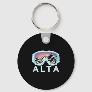 Alta Ski Design _ Alta, Ut Skiing Snow Gift Key Ring