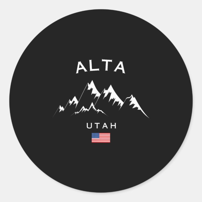 Alta Ski Resort Rocky Mountains Skiing Souvenir Ut Classic Round Sticker (Front)