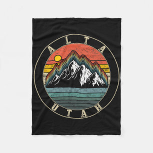 Alta Ski Utah Souvenir Skier Skiing Snowboarding M Fleece Blanket