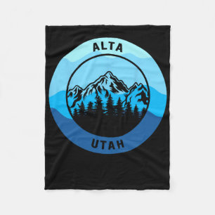 Alta Ski Utah Souvenir Skier Skiing Snowboarding M Fleece Blanket