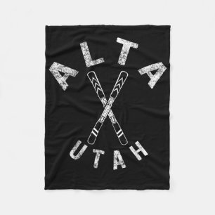 Alta Ski Utah Souvenir Skier Skiing Snowboarding M Fleece Blanket