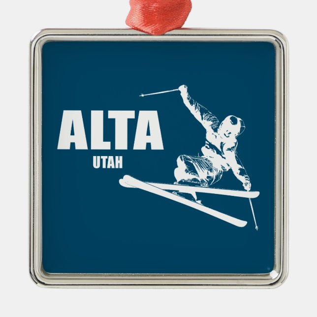Alta Utah Skier Metal Ornament (Front)