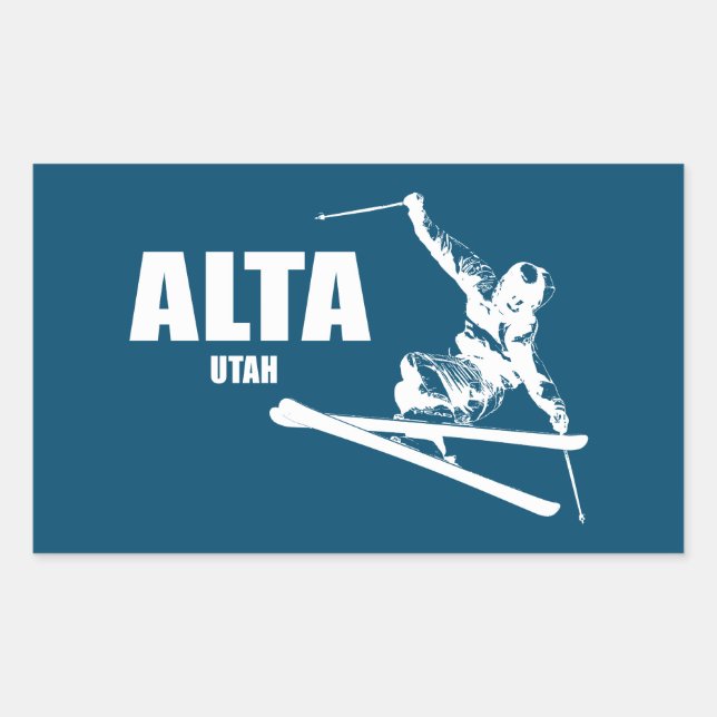 Alta Utah Skier Rectangular Sticker (Front)