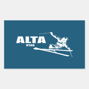 Alta Utah Skier Rectangular Sticker