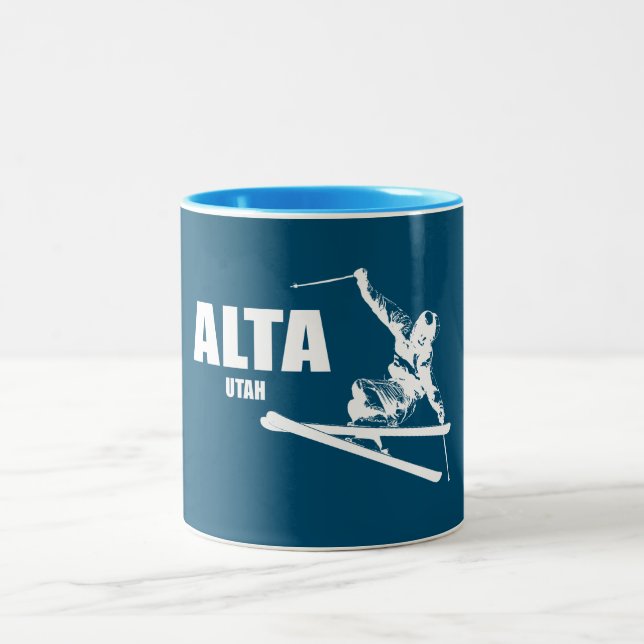 Alta Utah Skier Two-Tone Coffee Mug (Center)