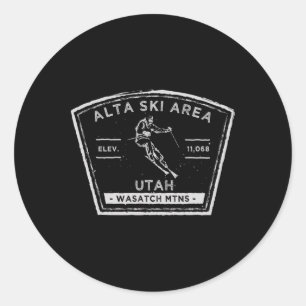 Alta Utah Snow Skiing Classic Round Sticker