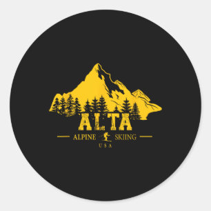 Alta Utah Usa Ski Resort Alpine Skiing Wasatch Mou Classic Round Sticker
