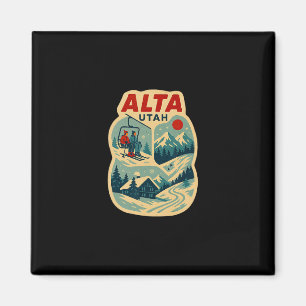 Alta Utah Vintage Skiing Vacation Ski Travel Souve Magnet