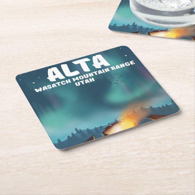 Alta Wasatch Mountain Range Utah Square Paper Coaster (Angled)