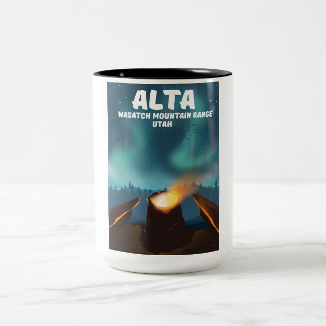 Alta Wasatch Mountain Range Utah Two-Tone Coffee Mug (Center)