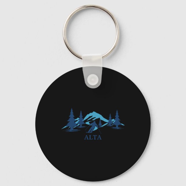 Alta Wyoming Ski Resort Skiing Skier  Key Ring (Front)