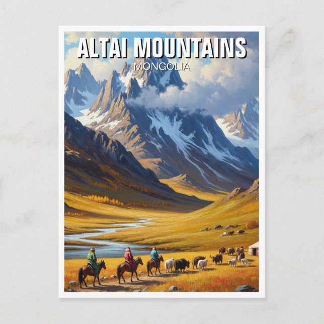 Altai Mountain Mongolia travel Postcard (Front)