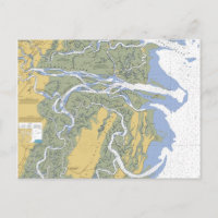 Altamaha River, Darien, GA Nautical Chart Postcard