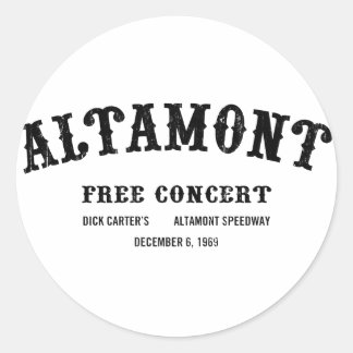 Altamont Free Concert Classic Round Sticker