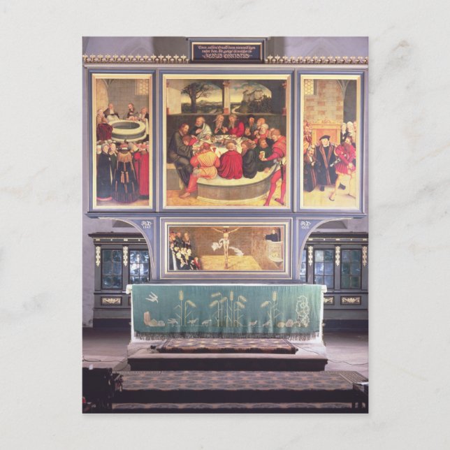 Altar with a Triptych depicting Postcard (Front)