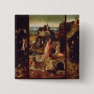 Altarpiece of the Hermits (oil on panel) 15 Cm Square Badge