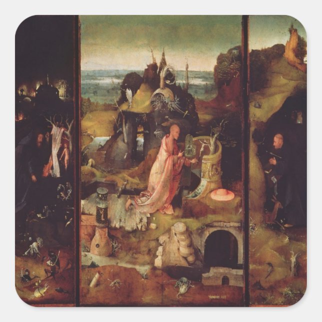 Altarpiece of the Hermits (oil on panel) Square Sticker (Front)