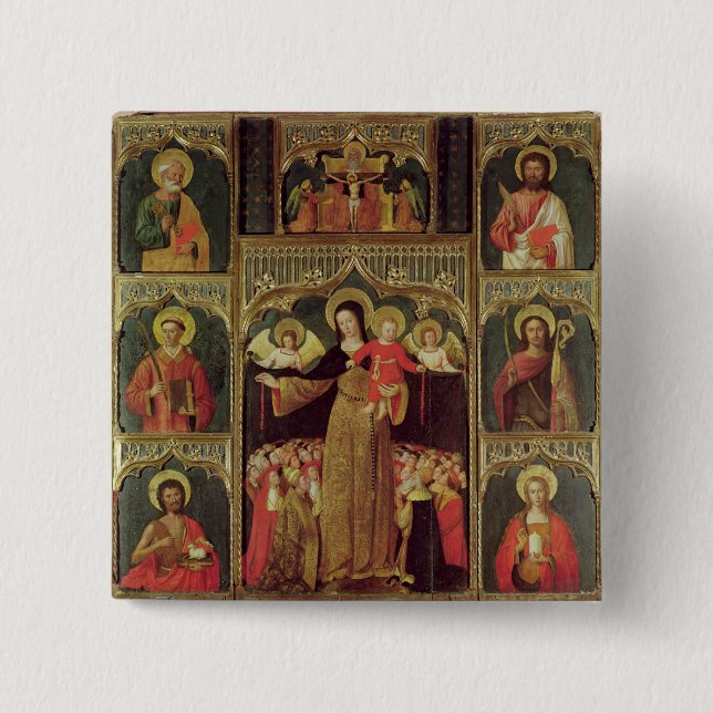 Altarpiece of the Virgin of the Rosary, c.1500 15 Cm Square Badge (Front)