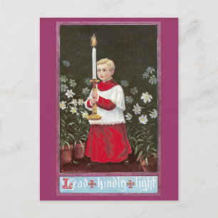 Alter Boy Bearing Candle Vintage Easter Holiday Postcard
