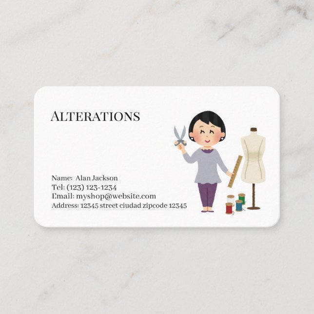 alterations  services editable   business card (Front)