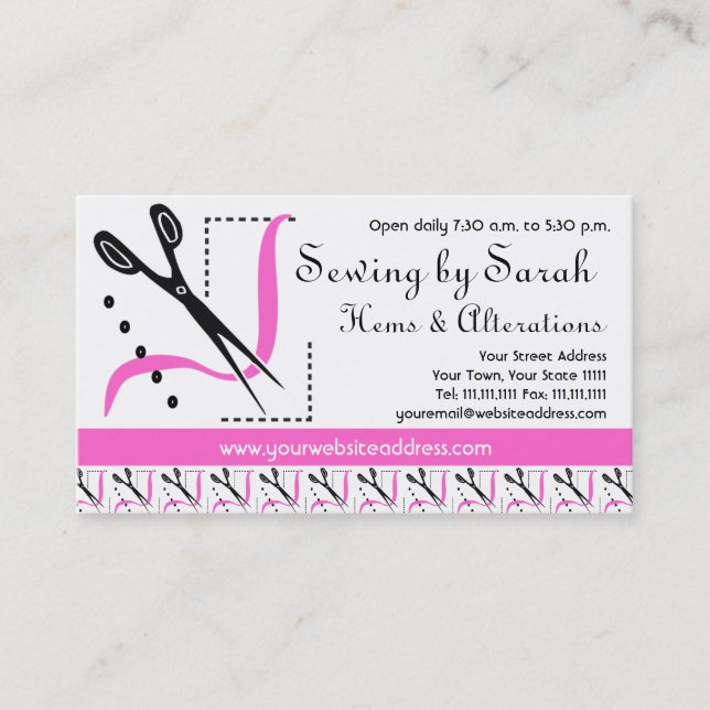 Alterations Shop, Seamstress or Tailor's Shop Business Card (Front)