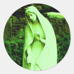 Altered Green Virgin Mary Classic Round Sticker
