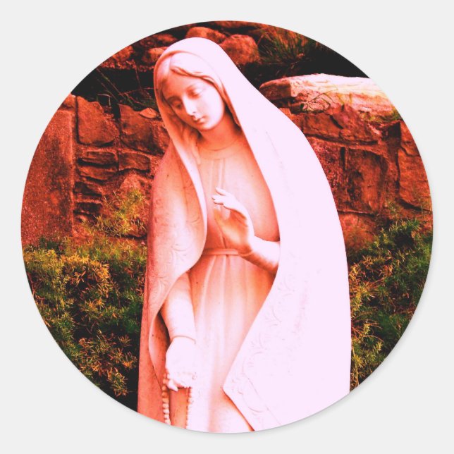 Altered Red Virgin Mary Classic Round Sticker (Front)
