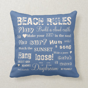 Alternate Beach Rules Beige/Blue Reversible Pillow