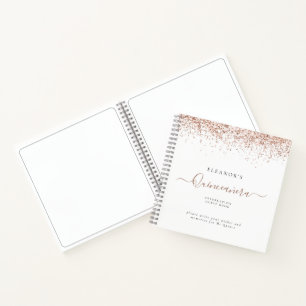 Alternate Rose Gold Glitter Quinceañera Guest Book