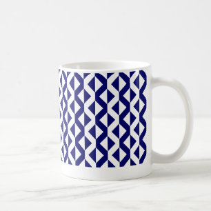 Alternate ZigZags - Deep Navy Blue and White Coffee Mug