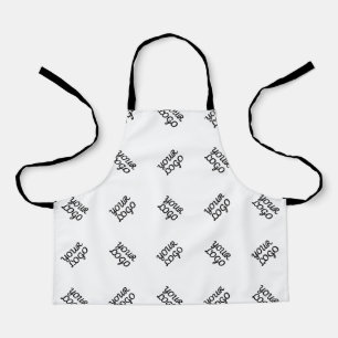 Alternating Business Logo or Image Pattern White Apron