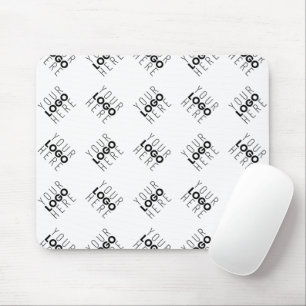 Alternating Business Logo or Image Pattern White Mouse Pad