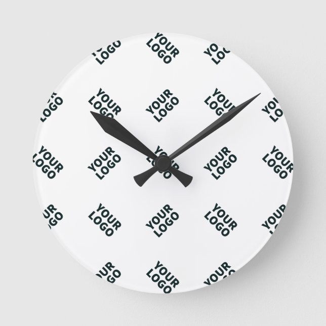 Alternating Business Logo or Image Pattern | White Round Clock (Front)