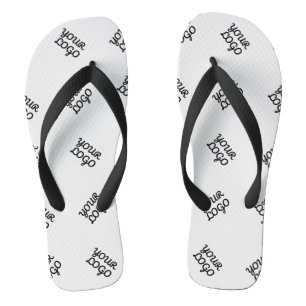 Alternating Business Logo or Image Pattern White Thongs