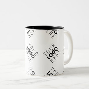 Alternating Business Logo or Image Pattern   White Two-Tone Coffee Mug