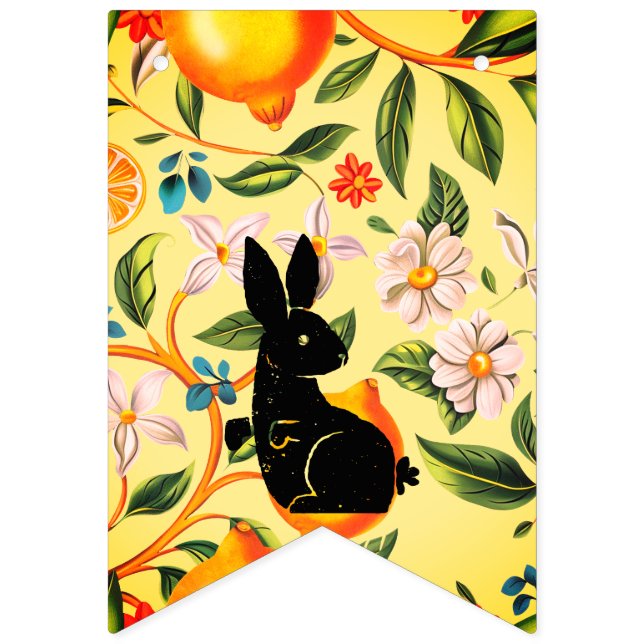 Alternating Citrus & Bunny Easter Bunting Banner (First Flag)