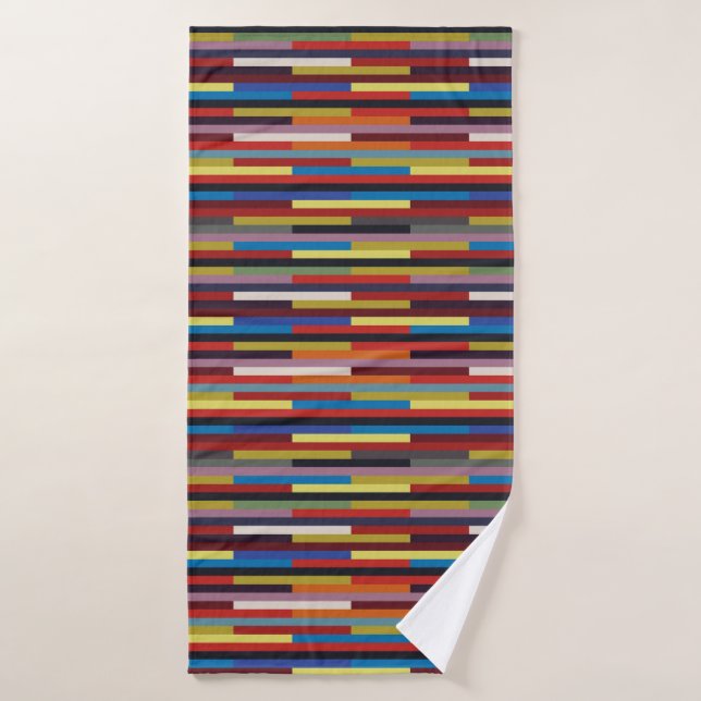Alternating Colour Stripes Patchwork - Horizontal Bath Towel (Bath Towel)