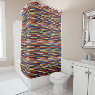 Alternating Colour Stripes Patchwork - Horizontal Shower Curtain