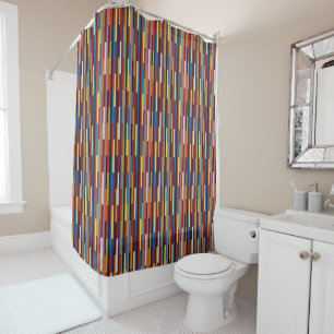 Alternating Colour Stripes Patchwork - Vertical Shower Curtain