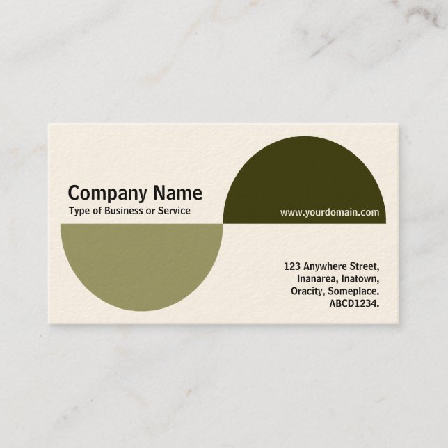 Alternating Crecents - Khaki & Dark Olive (Cream) Business Card (Front)
