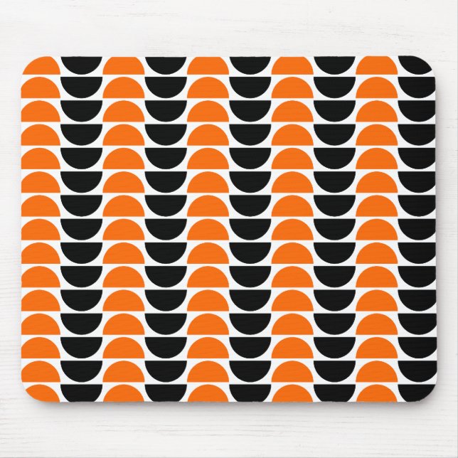 Alternating Crescents in Orange and Black Mouse Pad (Front)